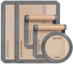 Silicone Baking Mat - Best Platinum Silicone - Sopito Non-Stick Reusable, Food Safe Baking Mat, 5Pcs Set of 2 Half Sheet Size & 2 Quarter Baking Sheets and 1 9'' Pizza Mat, Grey