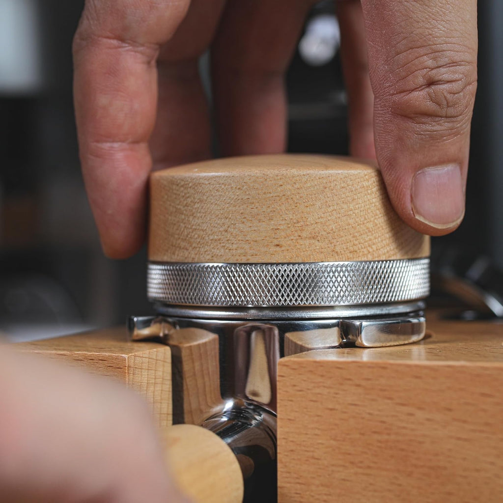 Espresso Distribution Tool 58mm Maple Coffee Distributor Adjustable Depth Stainless Steel Espresso Leveler Premium Espresso Machine Accessories For Coffee Bar