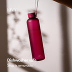 KIVY Slim Water Bottle 32oz [Lightweight & Shatterproof] Fits Backpack & Cupholder for Travel, Sports, School, Gym - Frosted red bottle no straw - Gym water bottle screw top - Dishwasher Safe