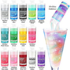 Edible Glitter - 15 Popular Colors Edible Glitter for Cocktails, Food Grade Luster Dust, Iridescent Shimmer Powder for Cake Decorations, Drinks, Baking, Dessert - 3 Particle Sizes - 5g/Bottle