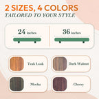 36" Acacia Live Edge Floating Shelves Set of 2 - Wall Mounted Wooden Shelf for Stylish Home Décor - Teak Look Color 36x7.5x1.5 Inches