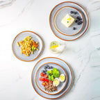 AmorArc Ceramic Dinner Plates Set of 4, 10.5 Inch Handmade Reactive Glaze Stoneware Plates, Large Rustic Shape Dinnerware Dish Set for Kitchen, Microwave & Dishwasher Safe, Scratch Resistant - Blue