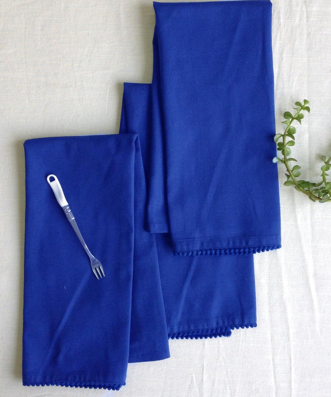 TARAN LIVING Kitchen Towels 100% Cotton Solid Kitchen Dish Cloths Hand Towel Reusuable Dish Towel for Cleaning & Drying Tea Towels Set with Hanging Loop - 18"x28" -Blue, Pack of 6