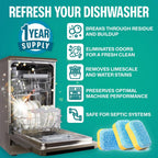 Sudstainables Dishwasher Cleaner and Deodorizer Tablets, 24 Pack – Dishwasher Cleaning Tablets for Odor and Buildup Removal, Descaler - 1-Year Supply