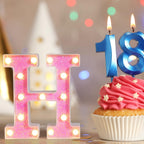 Foaky Pink Light up Letters，Pink Party Decorations,Girls Room Decor,Glitter Light Up Letters,Alphabet Letter Sign for Night Light Birthday Party Girls Gifts, Home Bar Decoration（K）