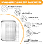 E-far Baking Sheet with Wire Rack Set, 17.6” x 13” Stainless Steel Cookie Sheet Baking Pan for Oven, Rimmed Large Metal Tray with Cooling Rack for Cooking Roasting, Non-Toxic & Dishwasher Safe