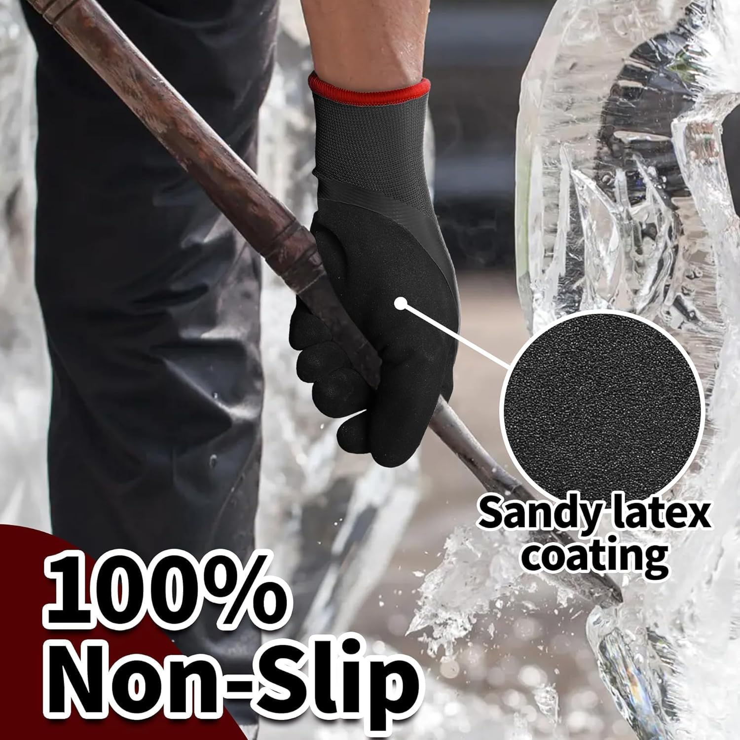 Schwer 2 Pairs FreezeGuard Winter Work Gloves, ANSI A2 Cut Resistant Freezer Gloves for Outdoor Cold Weather Keep Hands Warm, Waterproof Gloves for Shoveling Snow, Ice Fishing, M