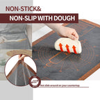 Silicone Pastry Mat Extra Large with Measurements 26''x16'' for Reusable,Non-slip Silicone Baking Mat, Counter, Dough Rolling, Oven Liner,Fondant/Pie Crust (Translucent_Orange, 16''W x 26''L)