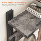 Homode Coat Rack Wall Mount with Shelf, 29 Inch Wood Wall Shelf with Hooks, Entryway Coat Hanger Wall Mount with 5 Hangers for Bathroom, Bedroom, Living Room, Grey