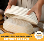 Sourdough Starter Kit, 10" Oval Banneton Sourdough Bread Baking Supplies with Bread Scoring Lame, Scrapers, Dough Whisk, Sour dough Bread Proofing Basket Tools for Fermentation