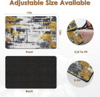 Arttown Coffee Mat for Countertops, Abstract Black Golden Minimalism Grey Dish Drying Mat 2 Pcs for Kitchen Bar Accessories, Coffee Maker Espresso Machine Dish Rack Hide Stain Rubber 12x19in