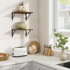 RICHFOCUS 12 Inch Deep Floating Shelves for Wall, 16" W x 12" D Wood Wall Shelves Set of 2, Wide Floating Shelves for Living Room, Bedroom, Kitchen, Bathroom and Decor Storage, Rustic Brown