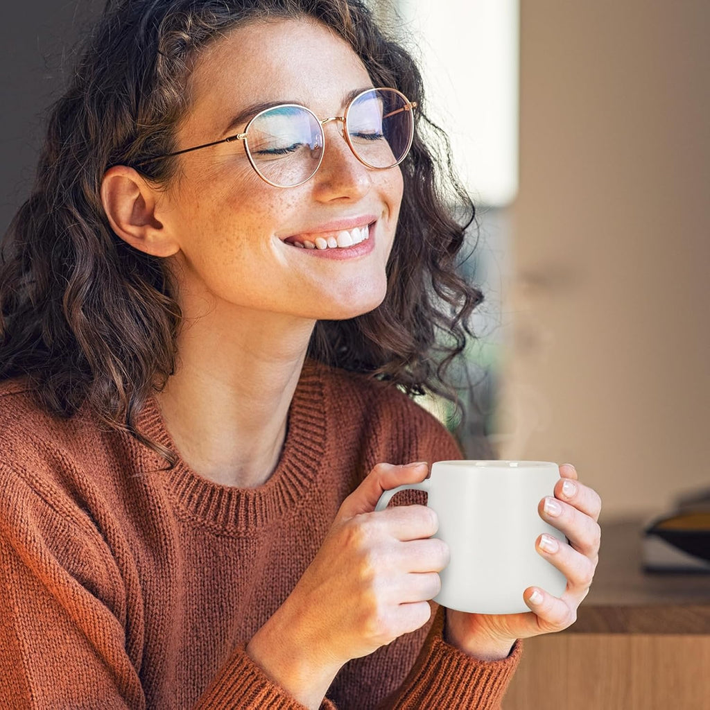 APEKX Self-Heating Ceramic Coffee Mug - Stable 130°F Temperature, 15W Wireless Phone Charging, 12.8 fl oz Capacity - USB-C Enabled. (White)