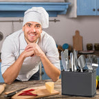 Utensil Holder,Stainless Steel Caddy Counter,Spoon holder,4 Compartments Silverware Caddy,Capacity Flatware Spoon Fork Tool Cutlery Holder(Grey)