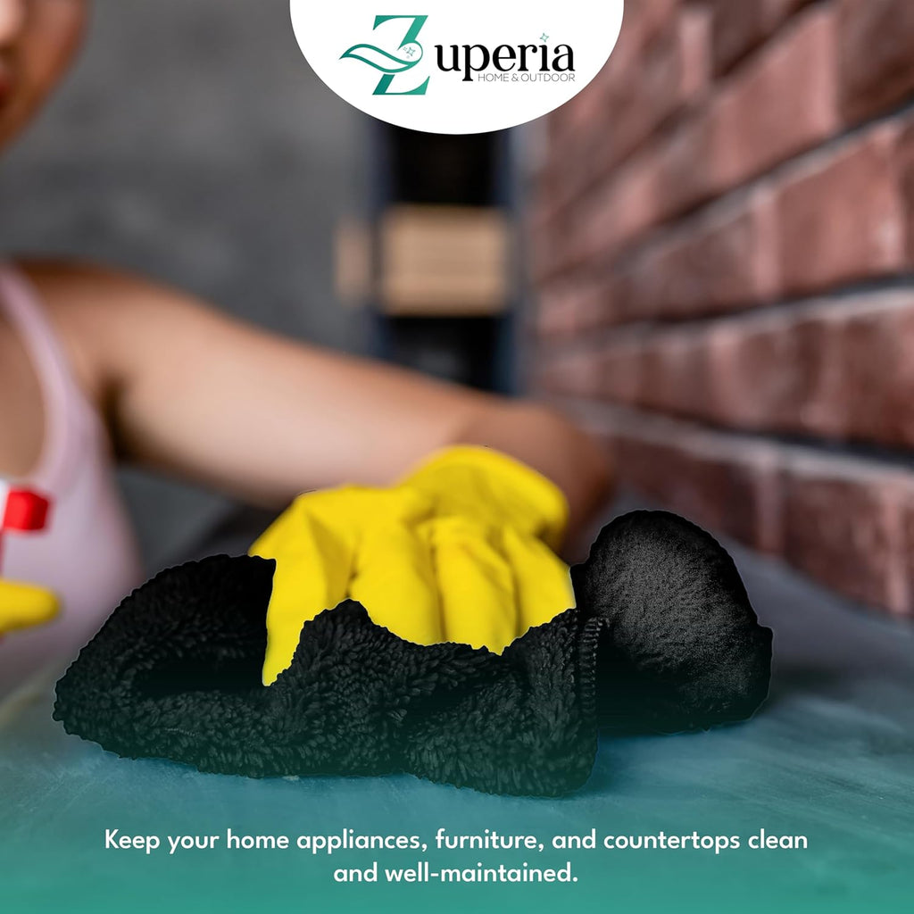 ZUPERIA 100% Cotton Terry Towels Cleaning Cloths, Pack of 50 (12" x 12") Multipurpose, Highly Absorbent, Reusable Cotton Rags, Bar Towels & Cleaning Rags for Everyday Usage (Black)