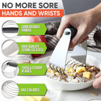 Spring Chef Medium Size Gray Dough Blender For Baking, Professional Dough Cutter Tool, Stainless Steel Pastry Cutter Tool with Durable & Thick Blades, Dishwasher Safe Pastry Blender for Easy Mixing