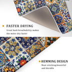 Talavera Mexican Tiles Dish Drying Mat for Kitchen Counter 18x24 Inch Mexican Flower Decorations Dish Draining Mat Mexican Tilt Fast Absorbent Tableware Dishes Pad for Coffee Bar Countertop
