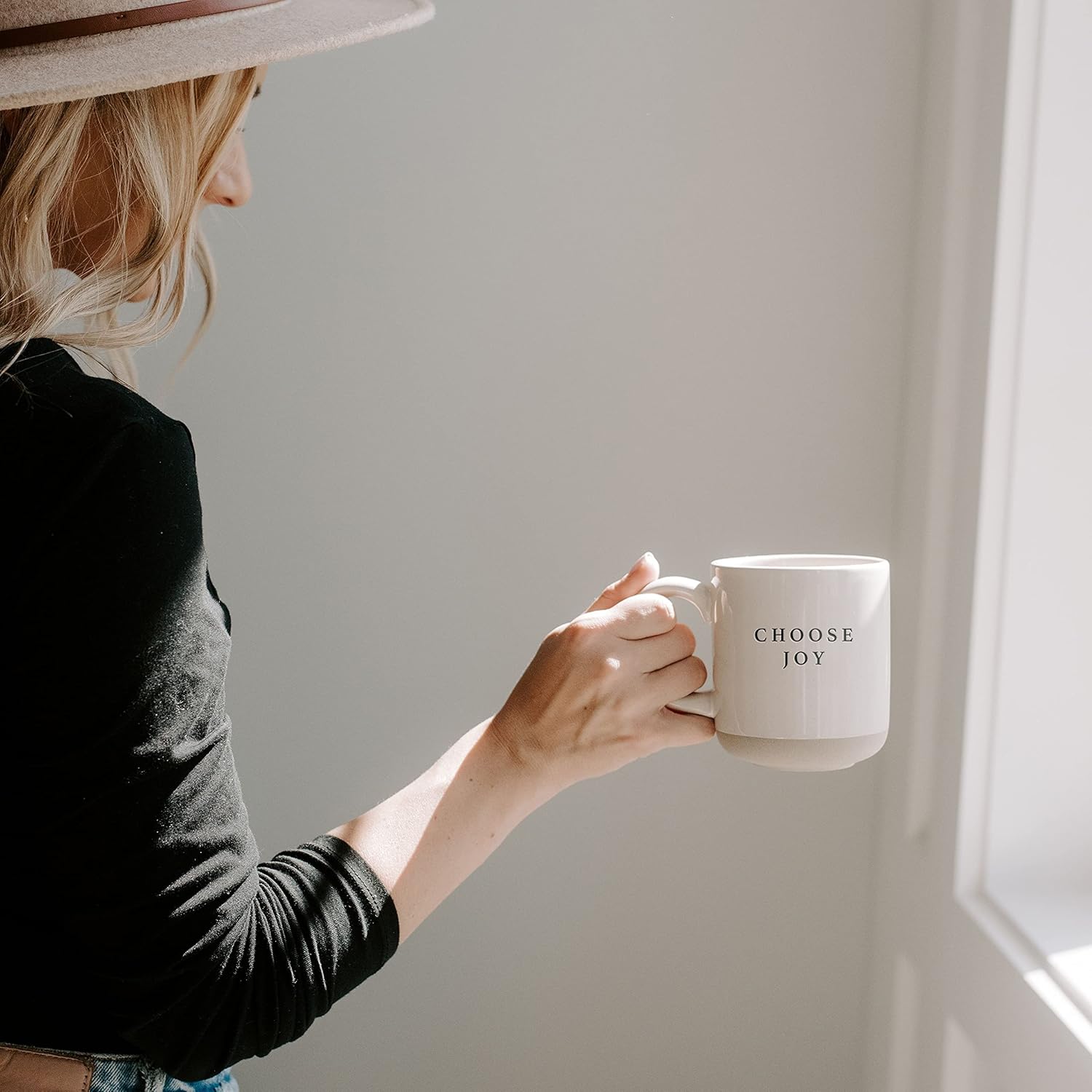 Sweet Water Decor Choose Joy Stoneware Coffee Mugs | Novelty Coffee Mugs | Microwave & Dishwasher Safe | 14oz Coffee Cup | Inspirational Gifts | Gifts for Her