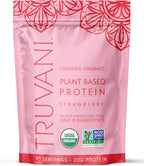 Truvani Vegan Pea Protein Powder | Strawberry | 20g Organic Plant Based Protein | 10 Servings | Keto | Gluten & Dairy Free | Low Carb | No Added Sugar
