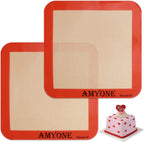 Silicone Baking Mats for 8 inch Square Cake Pan, Non-stick Reusable Cookie Sheet Liner for Baking Pan, Professional Food Grade Oven Liner Sheets Mats for Bread/Toast/Pastry/Cookie/Pie/Pizza 2 PCS 8x8