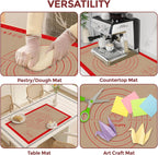 Silicone Pastry Mat - 26"x16" Non Slip Baking Mat with Measurements, Extra Large Dough Mats for Counter, Ideal for Rolling Dough, Fondant, Pizza, Pie, Cookies