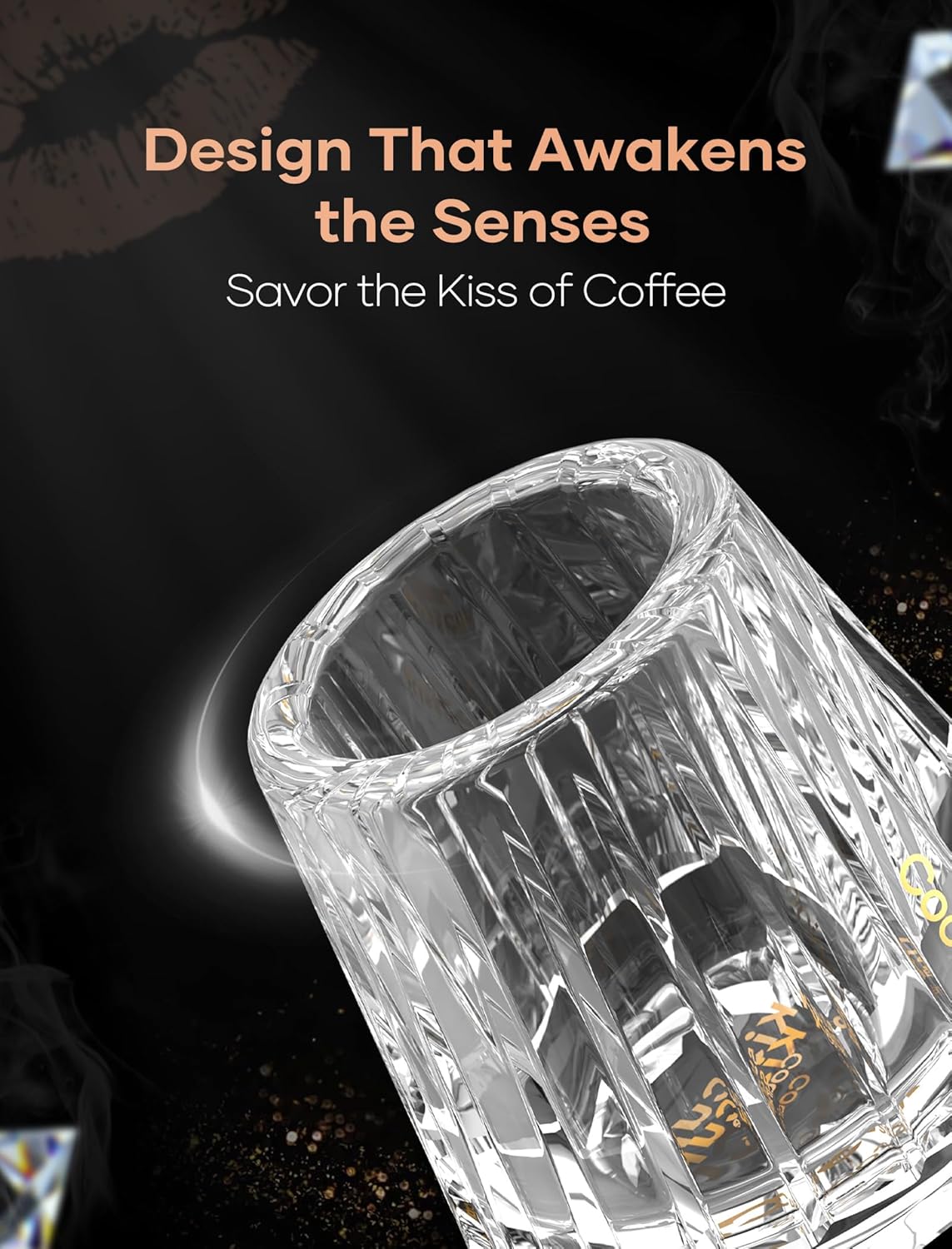 Cocinare Espresso Cups Set of 2, Crystal Clear Espresso Shot Glasses, Ideal Small Demitasse Cups for Pour Over Coffee Maker and Cortado, Essential Coffee Bar Accessories, Gift for Lovers, 1.5 OZ