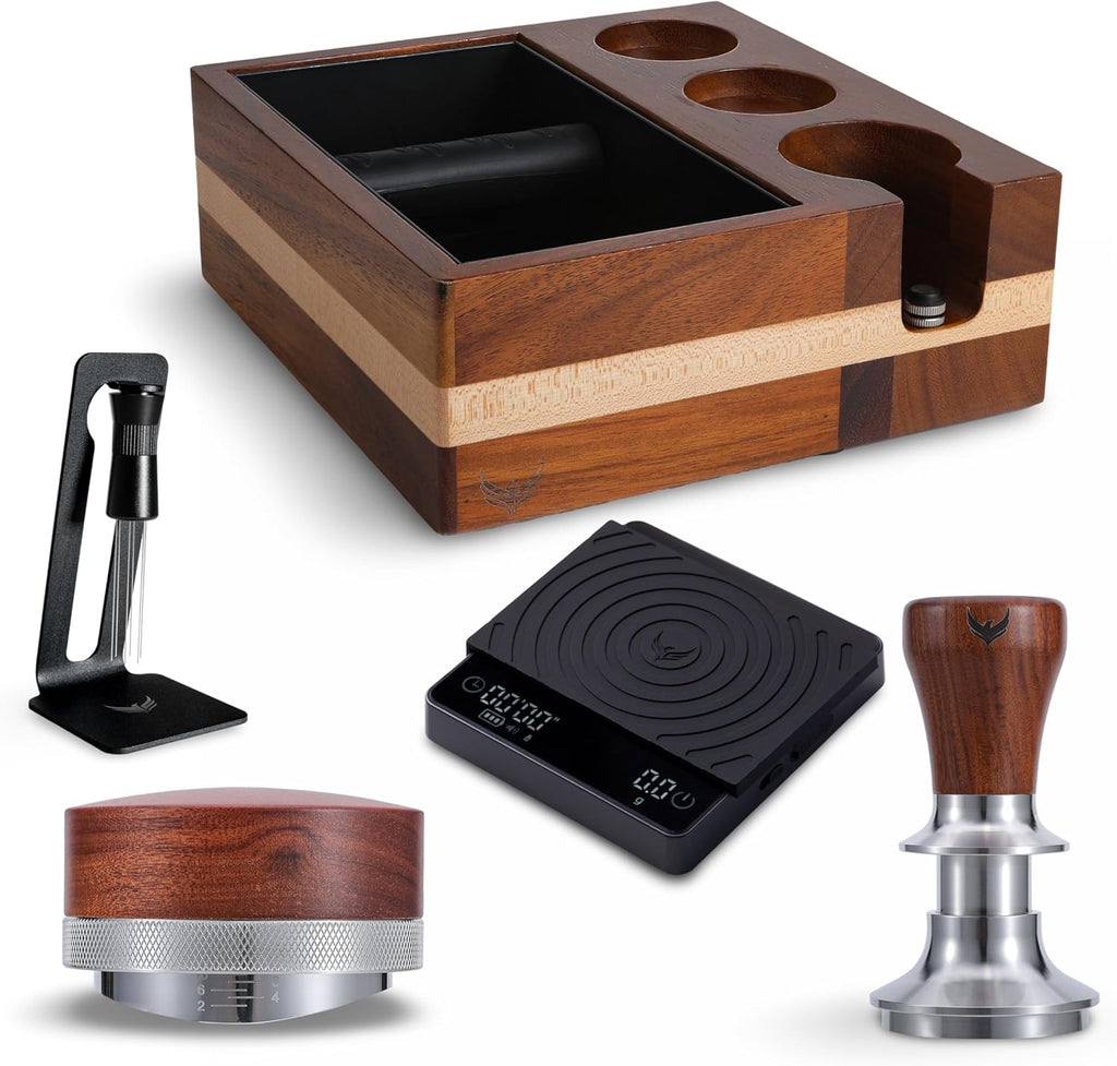 54mm Breville Espresso Accessories Kit – Calibrated Tamper, Knock Box Tamping Station, Coffee Distribution Tool, WDT Puck Prep Device & Digital Espresso Scale