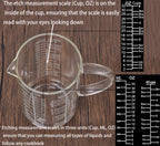 Ackers Mirror Etching Scale Glass Measuring Cup-[Insulated handle | V-Shaped Spout]-Made of High Borosilicate Glass Measuring Cup for Kitchen or Restaurant, Easy to Read, 1000 ML (32 Oz, 4 Cup)