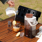 IKAPE 33.8oz Cold Brew Coffee Maker with Removable Filter, Leak-proof Spout for Iced Coffee, Tea & Flavored Drinks, Space Saving Tritan Pitcher (Brown)