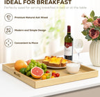 Axeman 20 Inch Large Square Wooden Ottoman Tray for Living Room|Extra Large Serving Tray with Handles for Coffee Table, Breakfast|Decorative Wood Tray for Ottoman Couch Sofa Kitchen|Natural