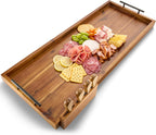 Acacia 30 Inch Large Charcuterie Boards for Party with Cheese Knife Set of 4 – Acacia Wood Serving Tray with Handles, Long Charcuterie Board, Wooden Cheese Board