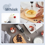 FRESKO Immersion Blender Handheld, 4-in-1 Stainless Steel Hand Electric Stick Mixer with 12-Speeds & Turbo Mode, Powerful 500W Emulsion Blender with Beaker, Chopper & Whisk