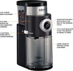 KRUPS Precision Burr Coffee Grinder: 12 Settings, 8 oz Capacity for Drip, French Press, Espresso, Pour Over, Cold Brew - Stainless Steel, 110W, Auto-Stop, Easy Clean