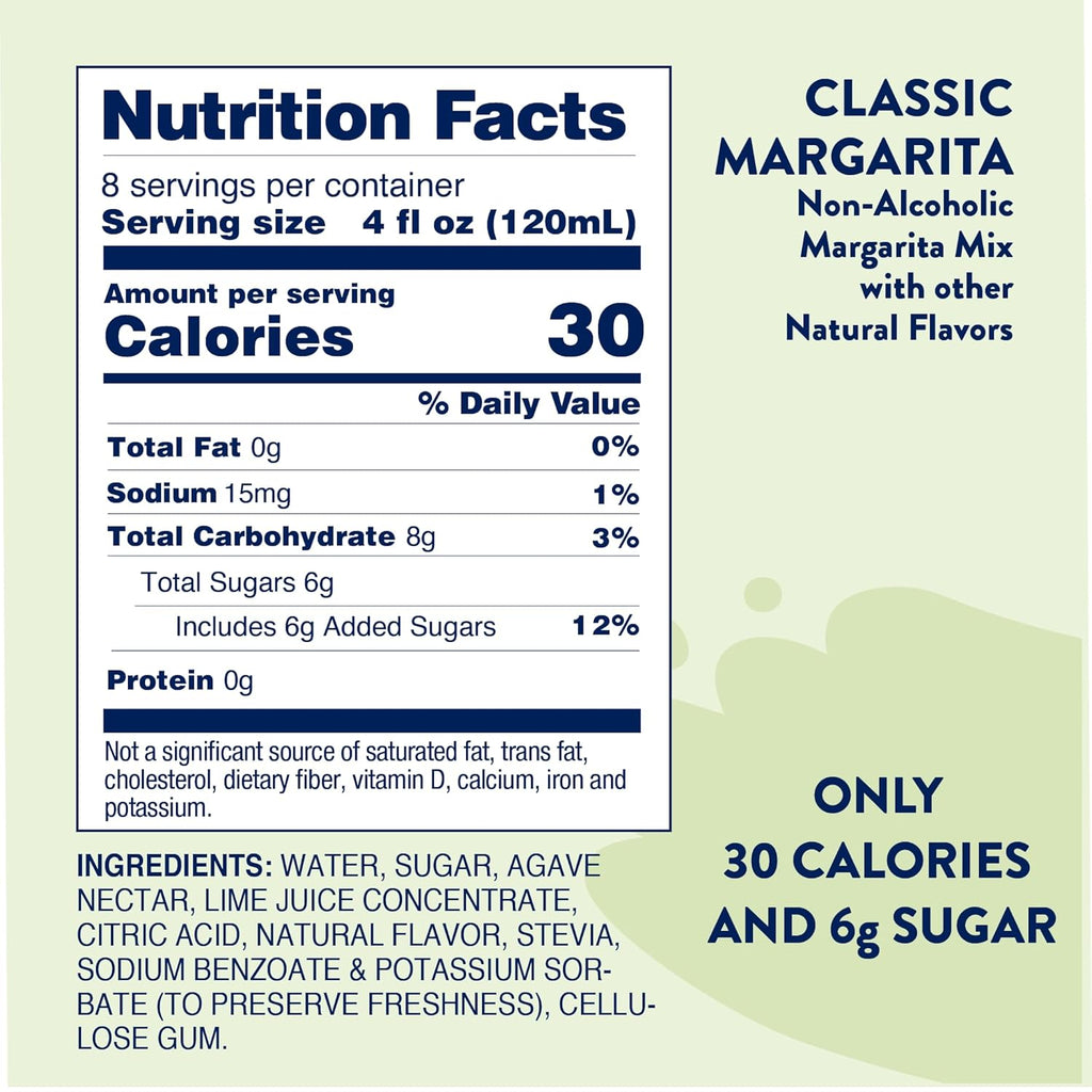 Jordan's Skinny Syrups Sugar Free Syrup, Naturally Sweetened Original Margarita Mix, 32 oz, Low Calorie Flavoring, Protein Shake, Cocktail & More, Gluten Free, Keto Friendly