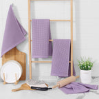 Homaxy 100% Cotton Waffle Weave Kitchen Dish Towels, Ultra Soft Absorbent Quick Drying Cleaning Towel, 13 x 28 Inches, 6-Pack, Lavender