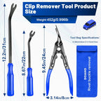 17Pcs Mechanic Hook and Pick Tool Set & Car Trim Removal Kit with Fastener Clip Pliers,Rivet Puller,Magnetic Pickup,Gasket Scraper,Non-Scratch Plastic Pry Tools for Automotive Repair-Blue