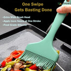 One Swipe Silicone Pastry Brush, One-Piece Design Quick Baster Brush, W/3.5" L/8.5", Heat Resistant, for Baking, Grilling, Slathering Oil, Butter, BBQ Sauce, Marinade, Dishwasher Safe, 1Pcs Mint Green