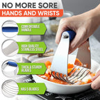 Spring Chef Medium Size Dough Blender For Baking, Dough Cutter Tool, Stainless Steel Puff Pastry Cutter Tool with Soft Grip Handle, Dishwasher Safe Pastry Blender for Easy Mixing - Sapphire