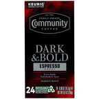 Community Coffee Dark & Bold Espresso Roast 96 Count Coffee Pods, Compatible with Keurig 2.0 K-Cup Brewers, 24 count (Pack of 4)