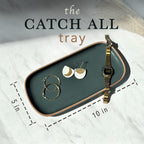 Mora Ceramic Decorative Tray - Rectangle 10in Dish for Jewelry, Soap Dispenser, Perfume, Makeup, Accessories, Candle, in The Bathroom Vanity, Bedside, or Kitchen Counter. Cute Organizers - Black