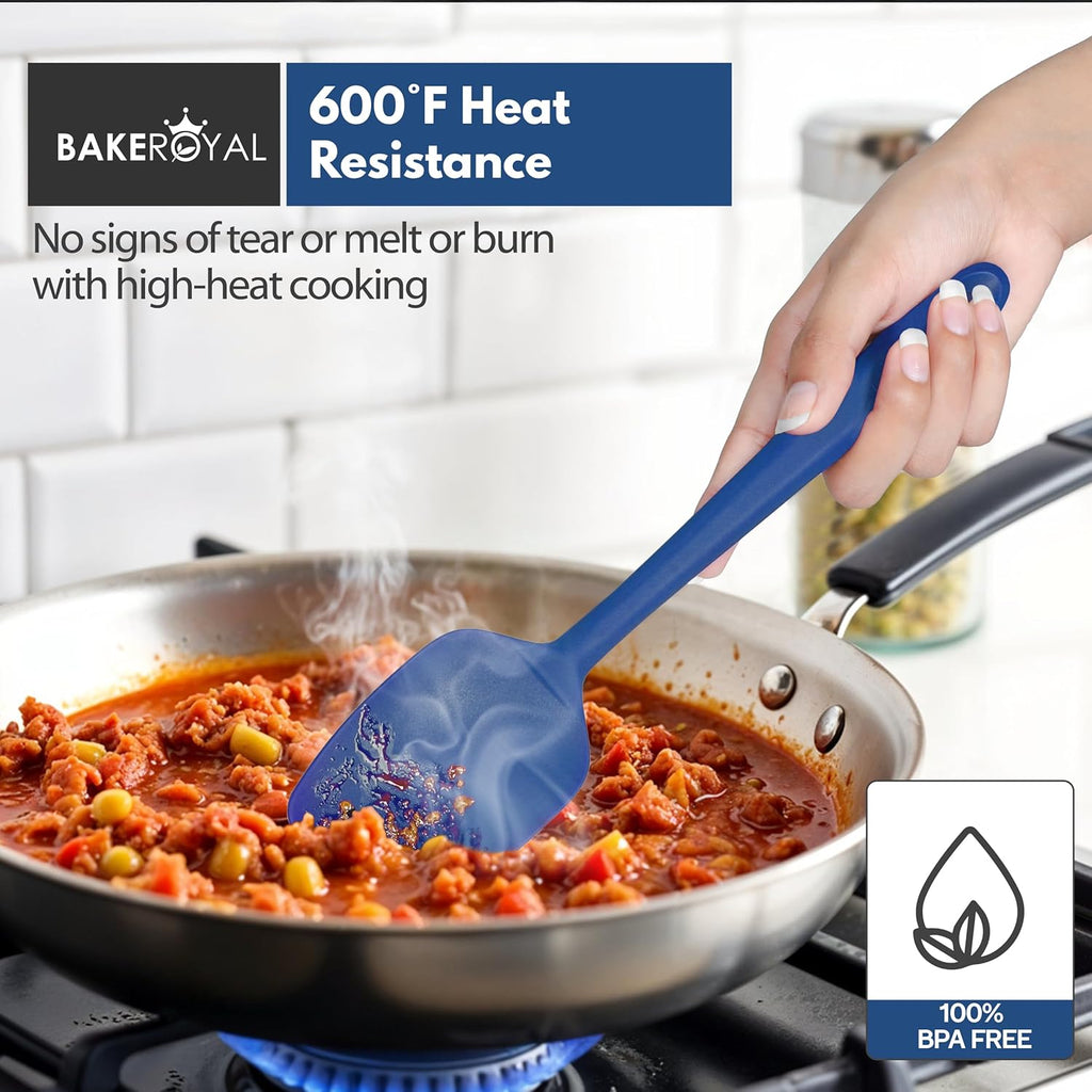 Silicone Spatula Set - 4-Piece Rubber Spatulas Silicone Heat Resistant 600°F for Everyday Task - Seamless Design Kitchen Spatulas for Nonstick Cookware - Royal Blue