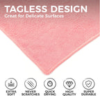 The Rag Company - All-Purpose Microfiber Terry Cleaning Towels - Commercial Grade, Highly Absorbent, Lint-Free, Streak-Free, Kitchens, Bathrooms, Offices, 300gsm, 16in x 16in, Pink (12-Pack)