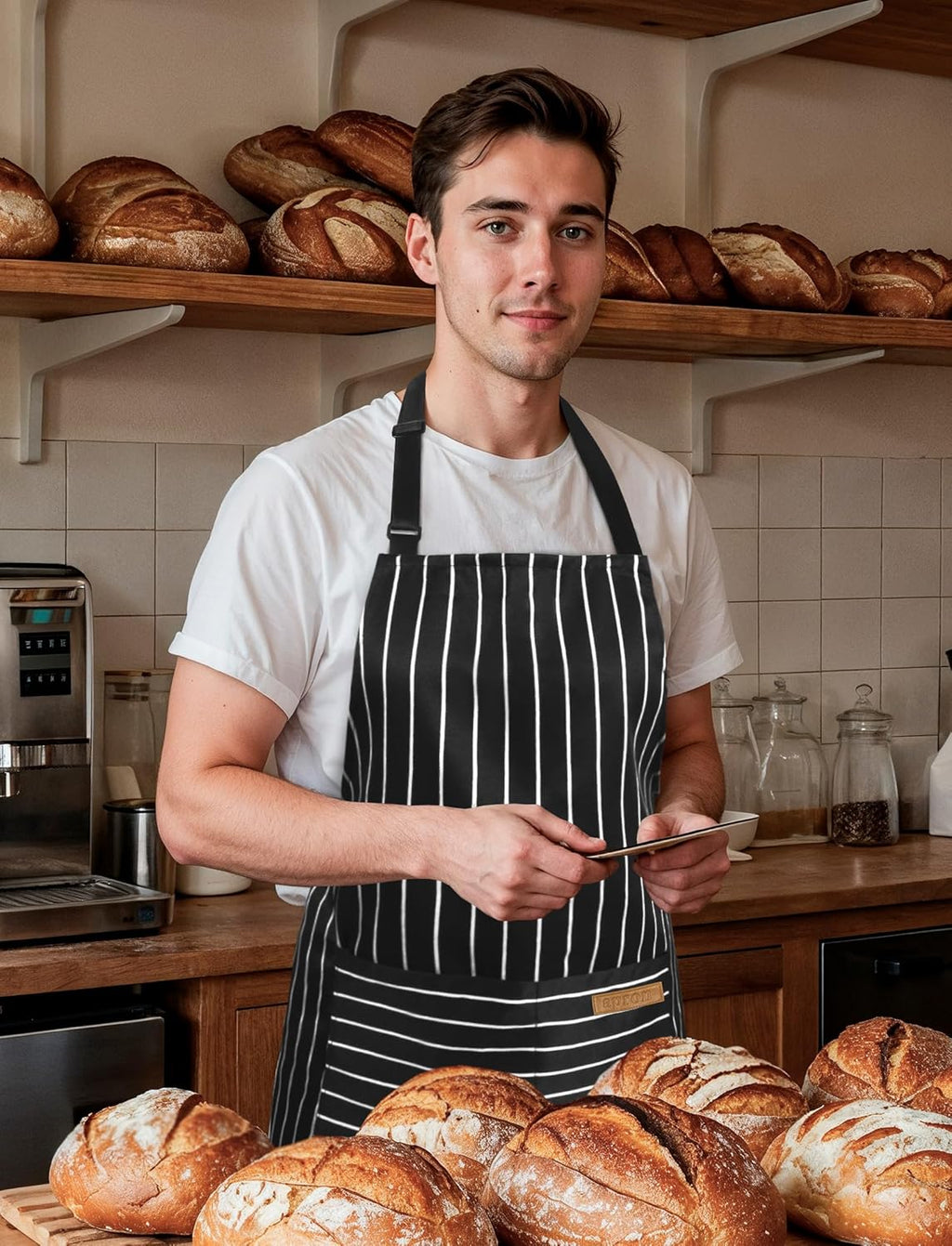 2 Pack Kitchen Cooking Aprons, Soft Aprons for Women Men with 2 Pockets Chef Apron with Adjustable Neck Strap and Long Tie