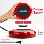 Large Candle Warmer Plate Safely Releases Scents Without a Flame - Used as Candle Jar & Coffee Warmer for Home & Office, 1 Pack, Red