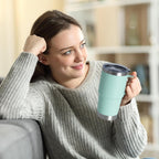 HASLE OUTFITTERS 20oz Tumbler with Lid, Stainless Steel Tumbler with Handle, Metal Insulated Travel Coffee Mug with Handle, Double Wall Vacuum Spill Proof Tumbler Cup, Mint Green 1 Pack