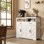 Buffet Sideboard with Storage Farmhouse with 4 Doors, 47'' Large Kitchen Storage Cabinet Wood Coffee Bar Cabinet Buffet Table with Shelves for Kitchen, Dining Room, Entryway