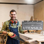 Kitchen Utensil Holder,Farmhouse Wooden Utensil Holder For Kitchen Counter,Extra Large Cooking Spatula Organizer,Big Storage With 4 Compartments Flatware Spoon Tool Cutlery（Grey）