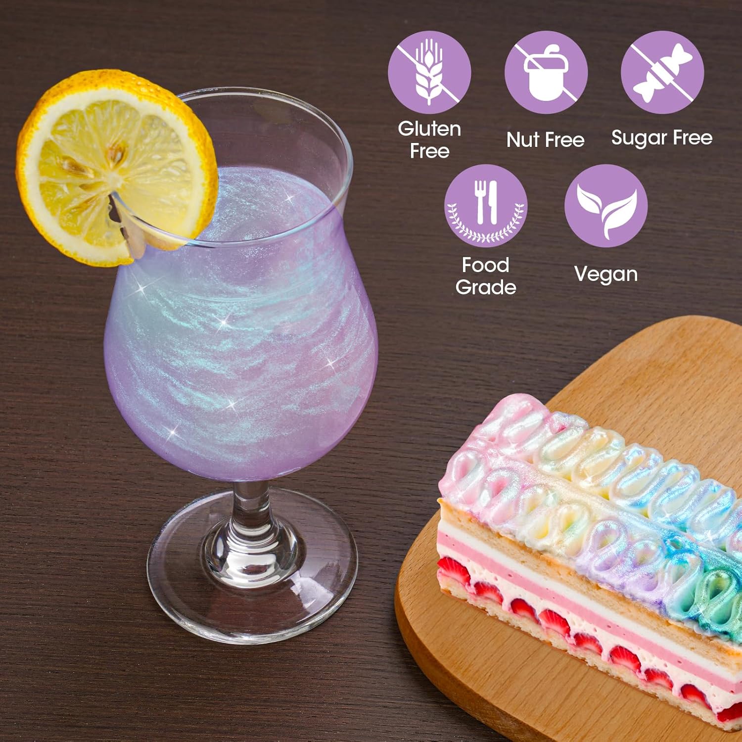 NiHome Edible Food-Grade Glimmer Powder Glitter Luster Dust Metallic Food Decorating Sprinkle Glimmery Dust for Drink Wine Beverage Cake Dessert Bakery Restaurant Vegan (0.18oz/5g, Iridescent Purple)