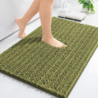 Arotive Luxury Chenille Bathroom Rug Mat, Extra Soft Thick Absorbent Shaggy Bath Rugs, Non-Slip Machine Wash Dry, Plush Bath Mats for Bathroom, Shower and Tub, 24x16, Willow Green