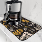 Vintage Coffee Poster Dish Drying Mat,,12"X19" Absorbent Fast Dish Drying Mat for Kitchen Counter Pot and Pan, Kitchen Accessories